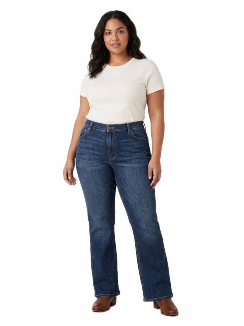 WRANGLER WOMEN PLUS SIZE 26W X 32 BOOTCUT DARK DENIM JEANS NWT